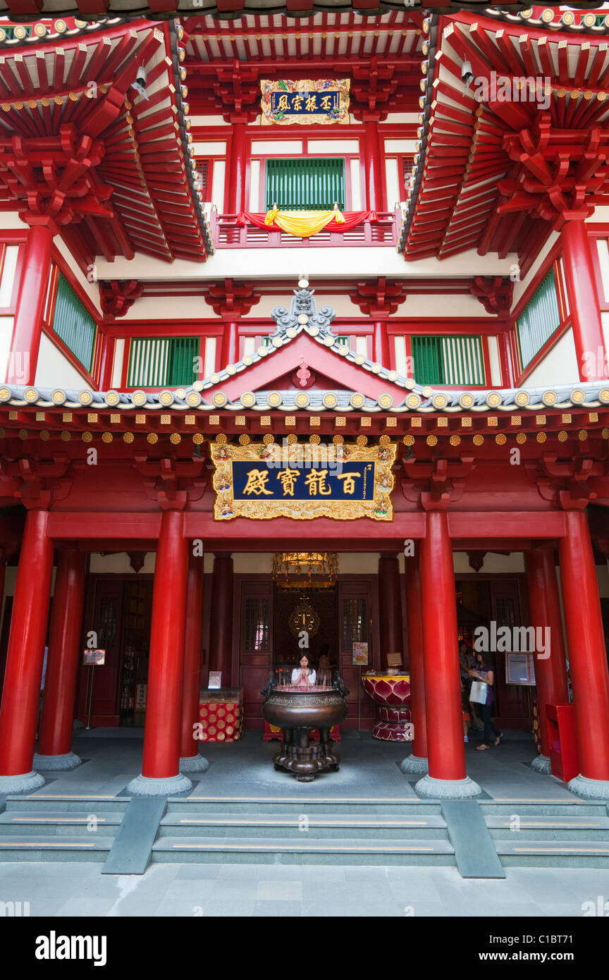 Architektur des Buddha Tooth Relic Temple und Museum, Chinatown, Singapur Stockfoto