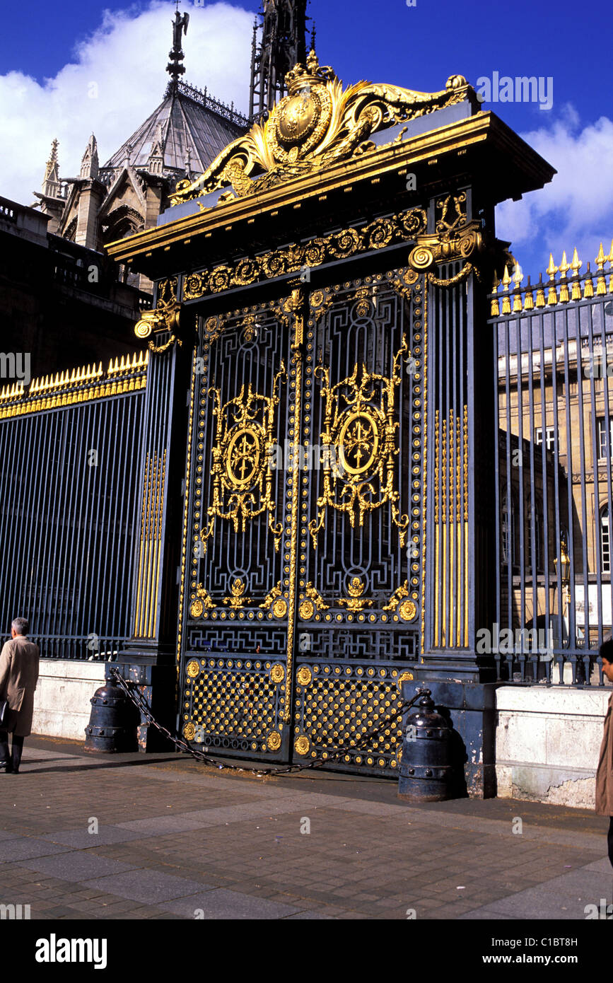 Frankreich, Paris, Palais de Justice (Justizpalast) Tor auf der Ile de Cité Stockfoto