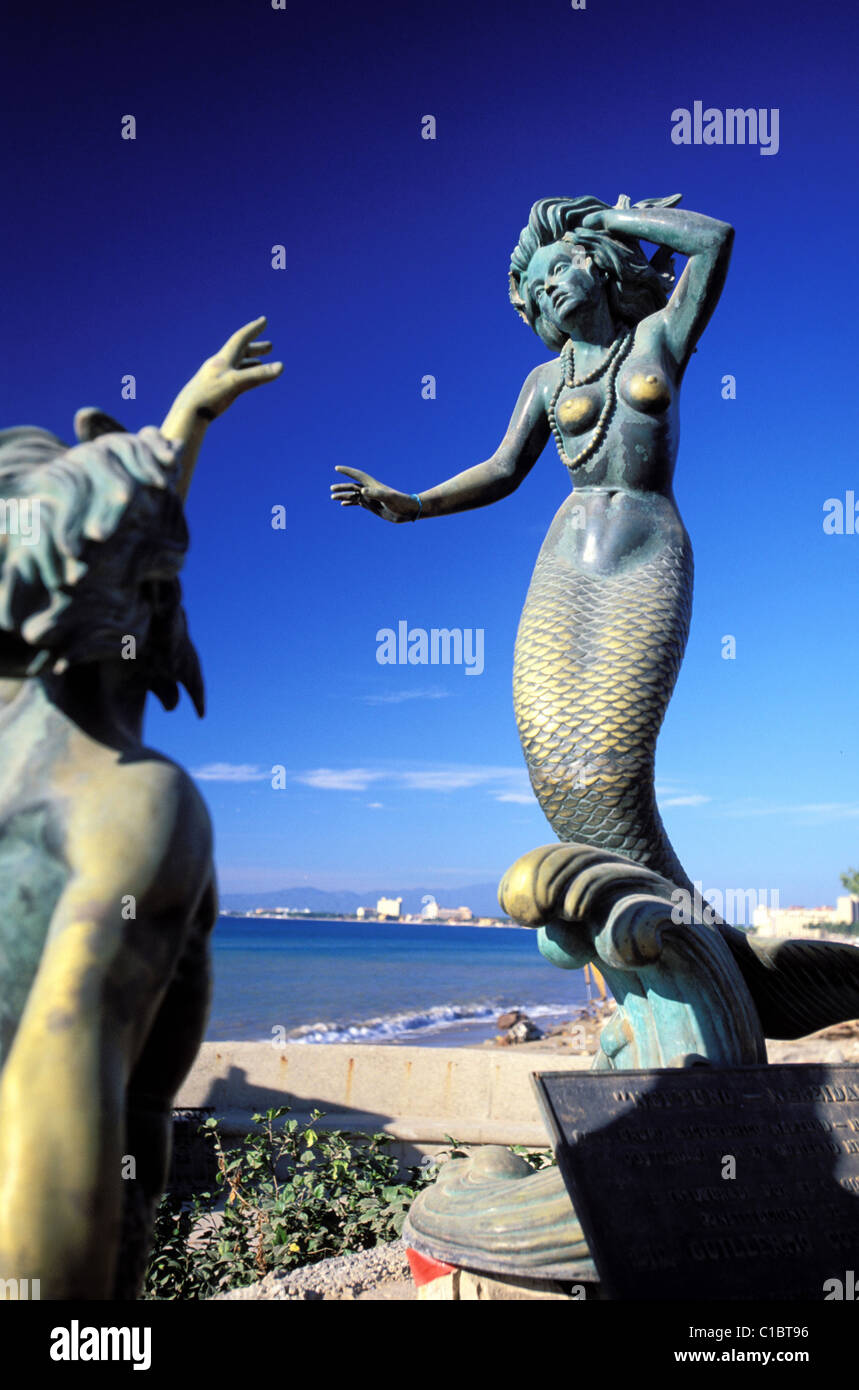 Mexico, Staat Jalisco, Puerto Vallarta, die Malecon Meerjungfrau Stockfoto