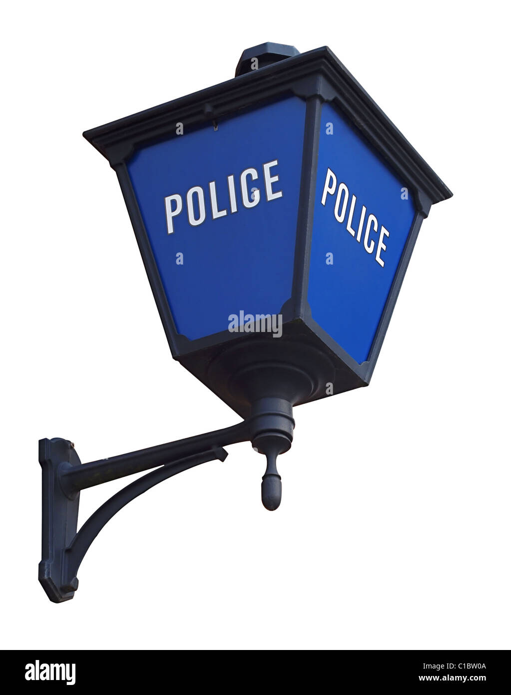 Blaue Polizeistation Lampe isoliert auf weiss Stockfoto