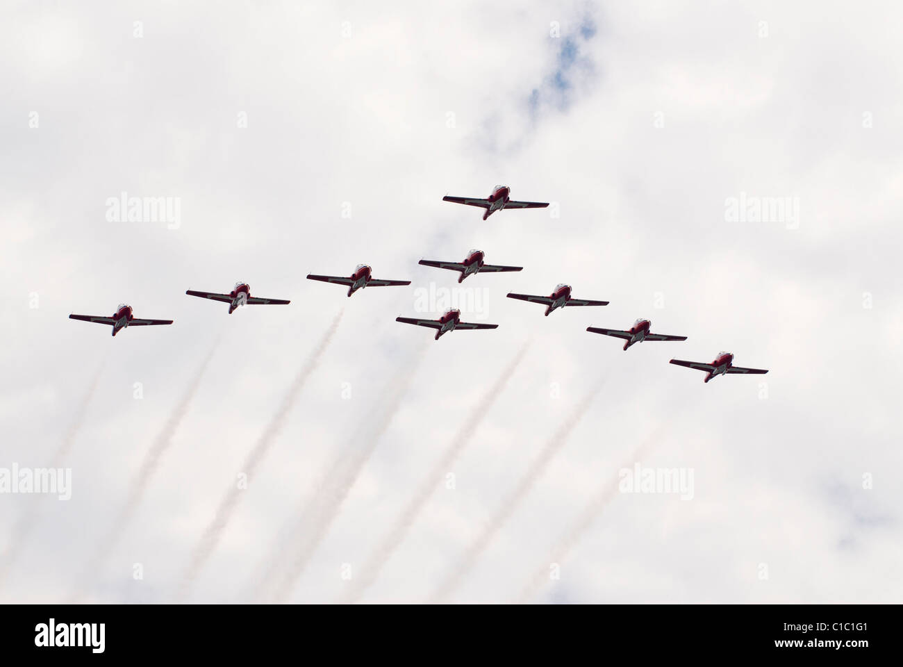 Die Snowbirds Demonstration Team ist ein kanadisches Symbol bestehend aus Mitgliedern der kanadischen Streitkräfte dienen. Stockfoto