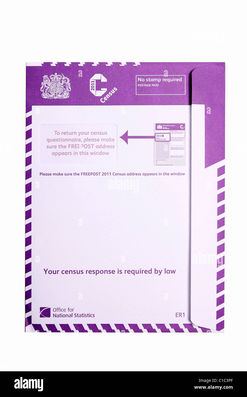 UK 2011 Volkszählung Form Fragebogen Stockfoto