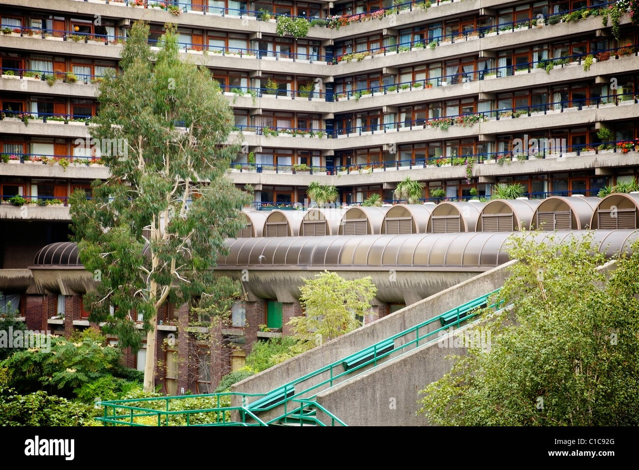 Wohnungen, Barbican Centre, London. Stockfoto