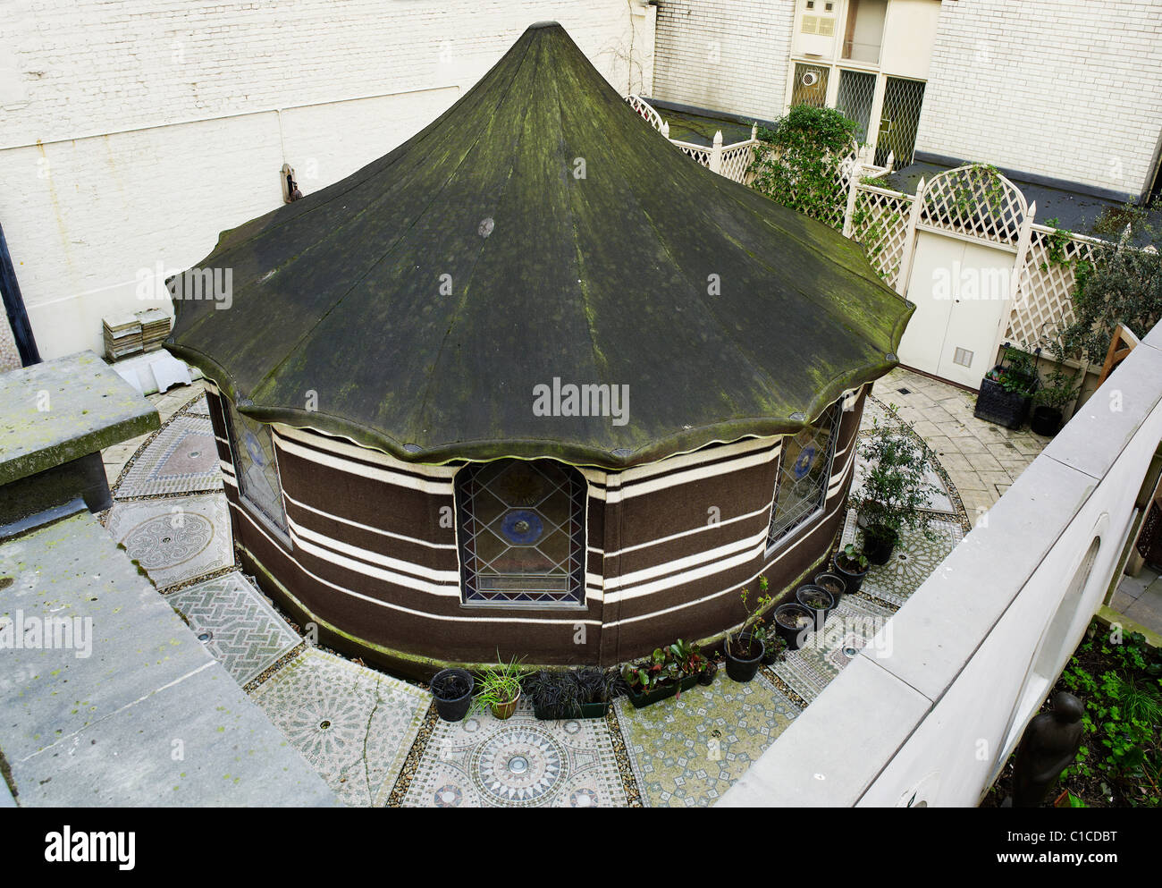 Beduinen-Zelt am St Ethelburga in London eröffnet im Jahr 2006 als ein Zentrum für Frieden und Versöhnung Stockfoto