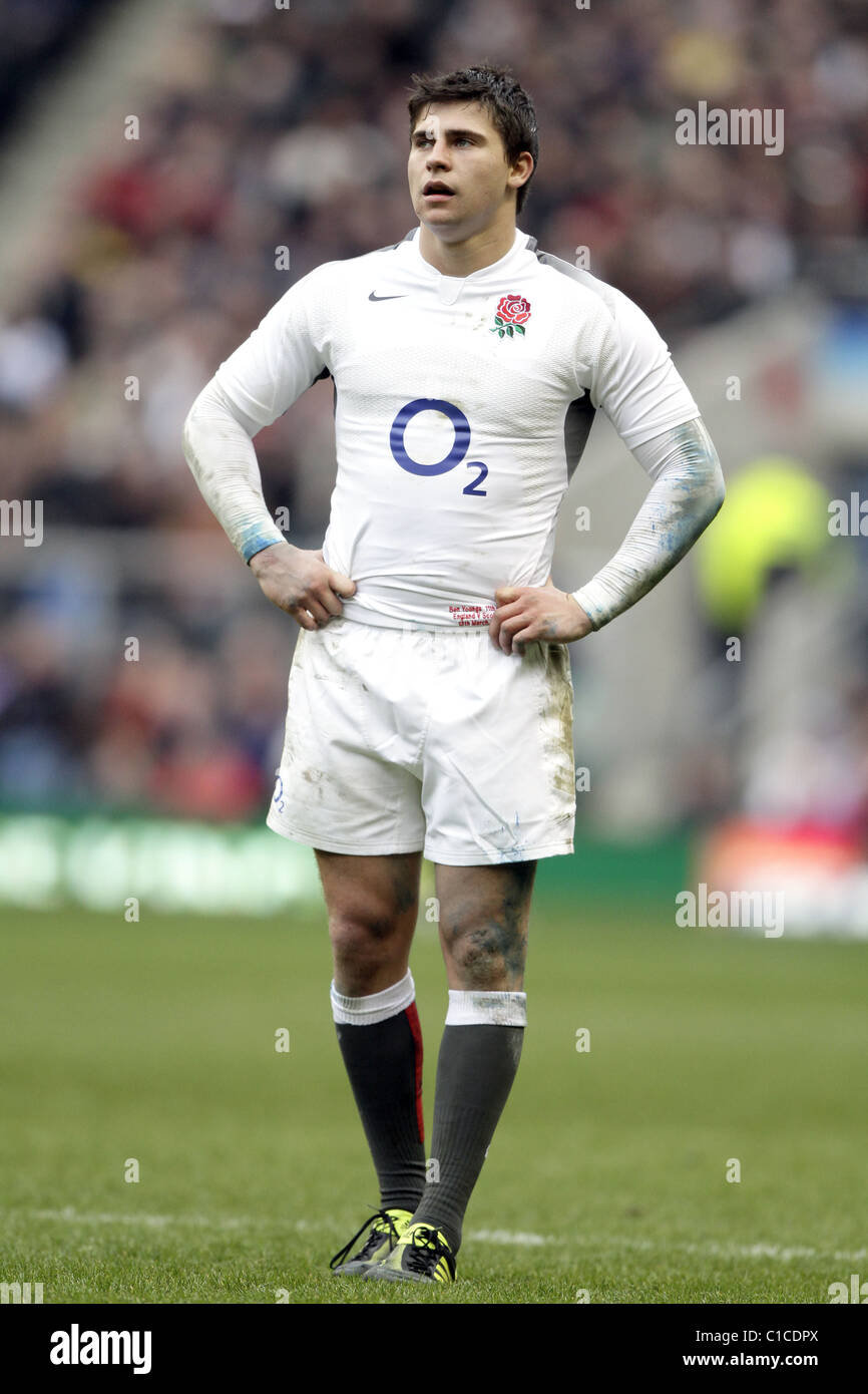 BEN YOUNGS ENGLAND LEICESTER TIGERS RU ENGLAND & LEICESTER TIGERS RU TWICKENHAM MIDDLESEX ENGLAND 13. März 2011 Stockfoto