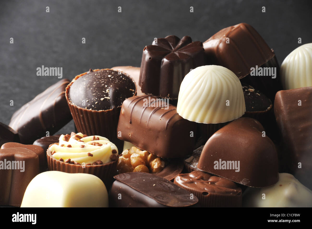 Auswahl an köstlichen Hand gemacht Luxus Schokolade Stockfoto