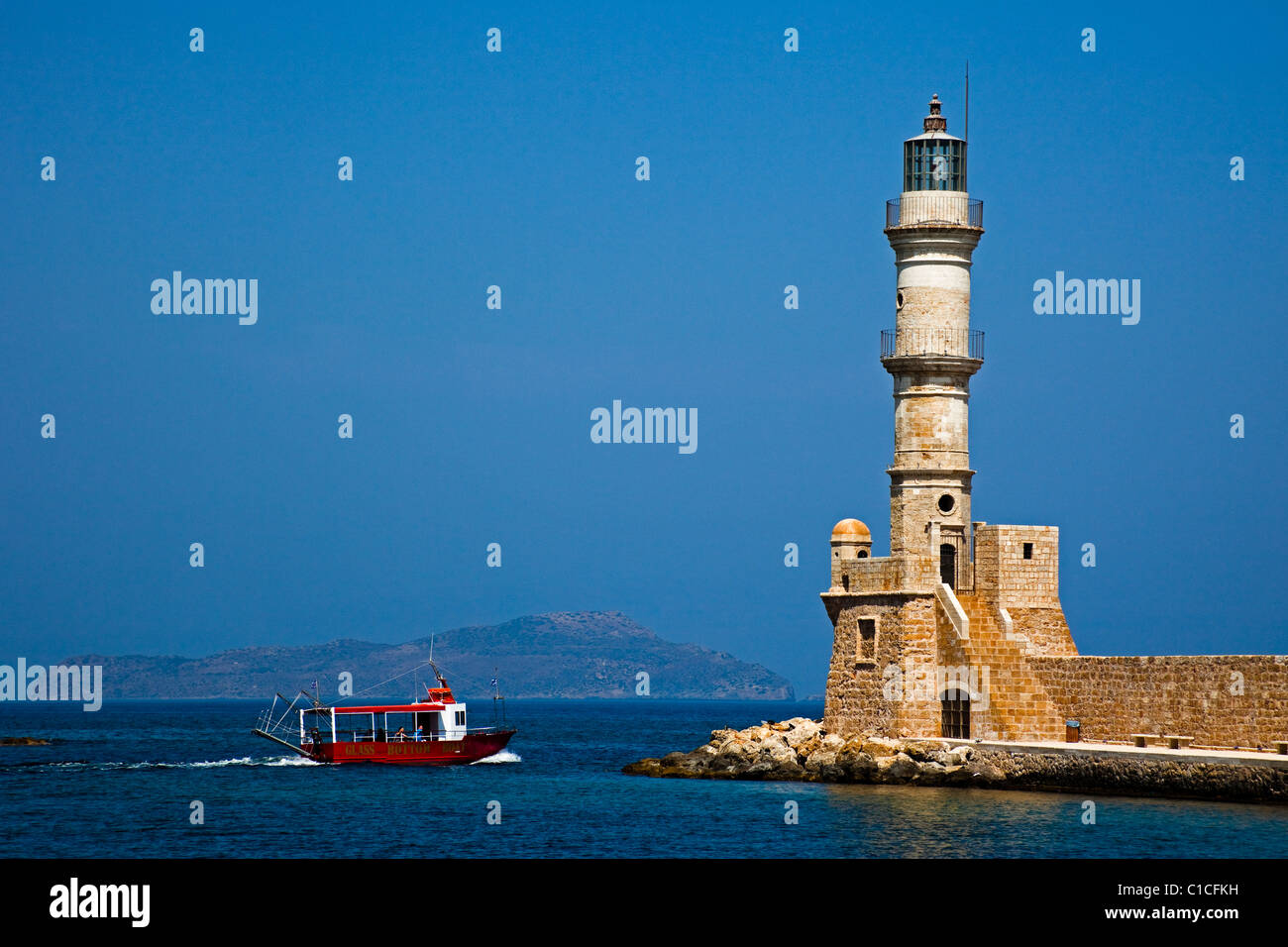 Kreta Chania Hafen Leuchtturm Griechenland Europa Stockfoto