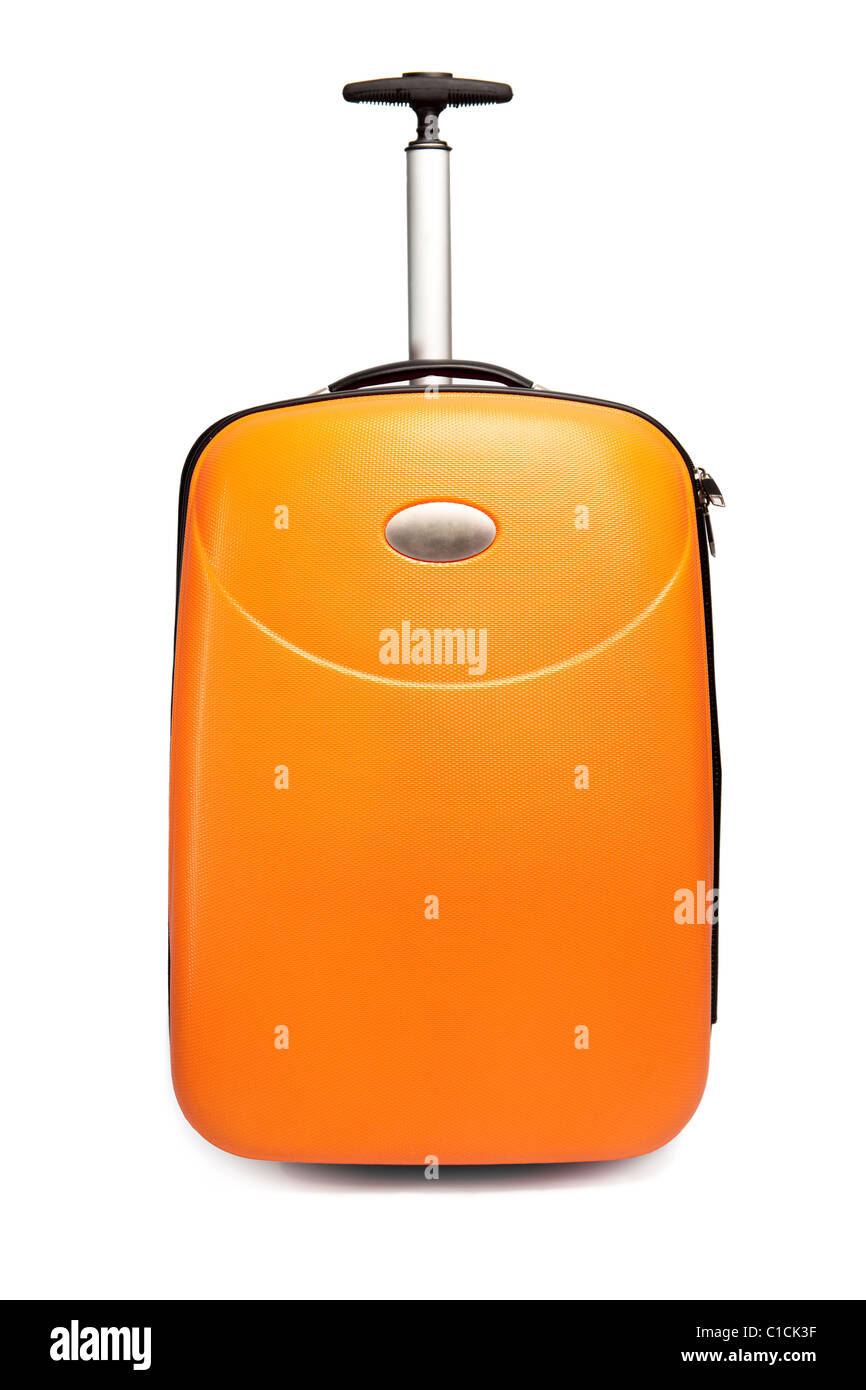 Orange Koffer für die Reise Stockfoto