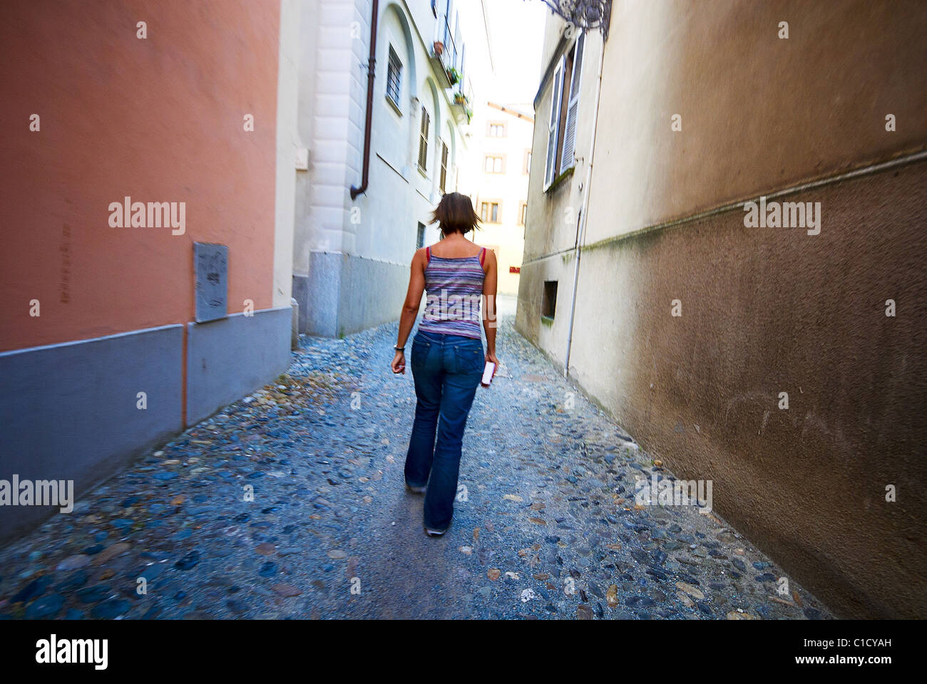 Acqui Terme durch die Art und Weise Details Freizeit alte Stadt, Piemont, Italien Stockfoto