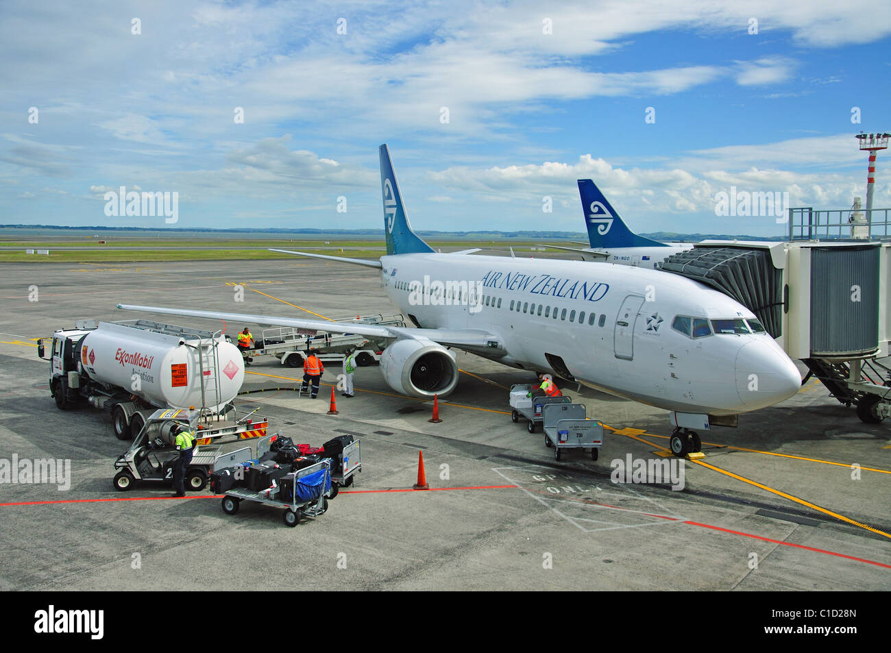 Air NZ Flugzeug auf Asphalt, Domestic Terminal, Flughafen Auckland, Nordinsel, Neuseeland, Mangare, Auckland, Auckland Region Stockfoto