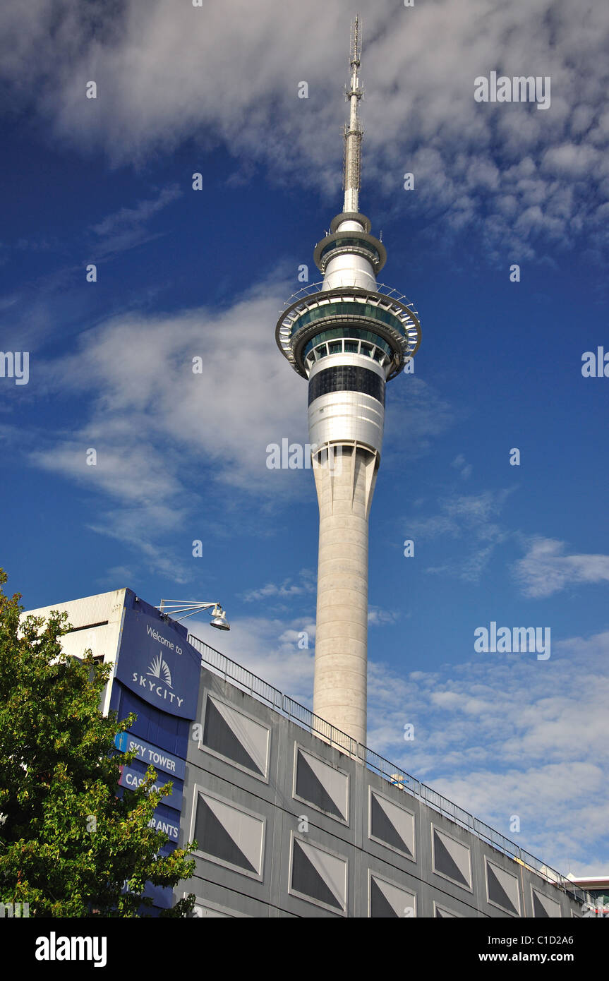 Auckland Sky Tower, Victoria Street, Central Business District, Auckland, Auckland Region, Nordinsel, Neuseeland Stockfoto