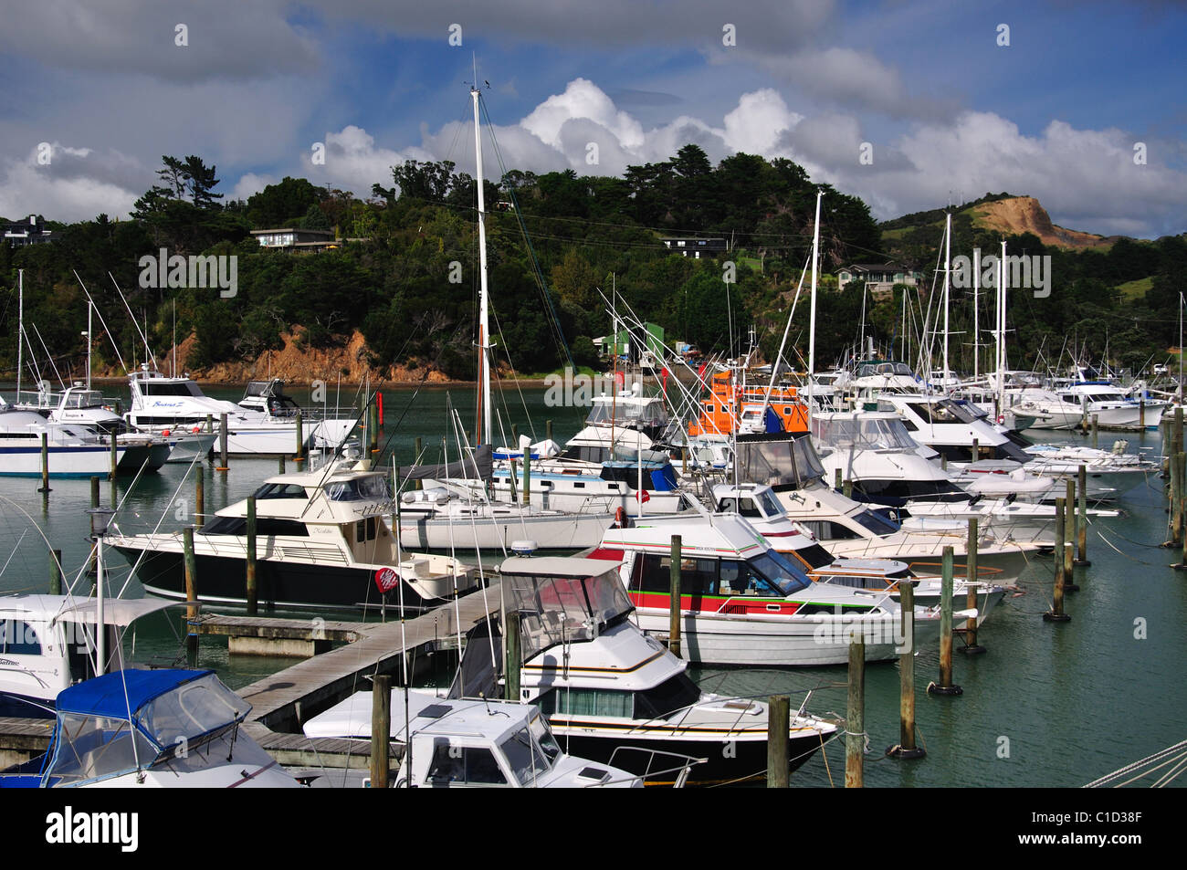 Blick auf Yachthafen, Tutukaka, Tutukaka Coast, Region Northland, Nordinsel, Neuseeland Stockfoto
