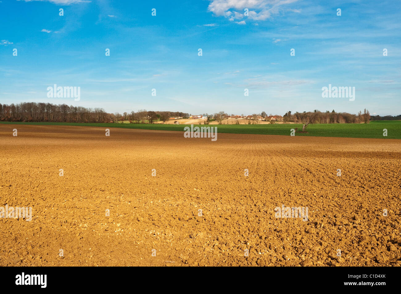 Rich fruchtbarem Ackerland - Sud-Touraine, Frankreich. Stockfoto