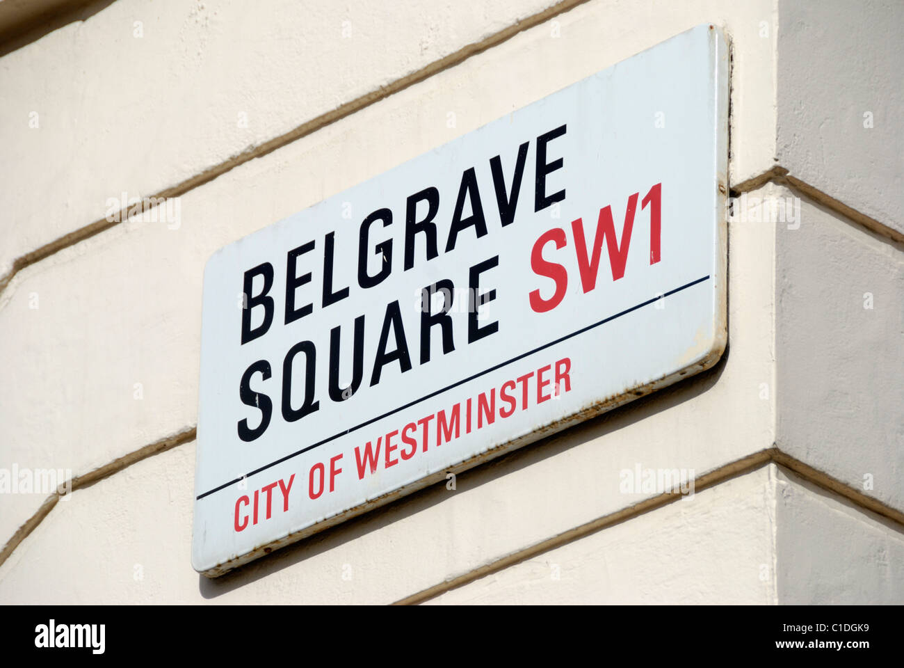 Belgrave Square SW1 Straßenschild, London, England Stockfoto