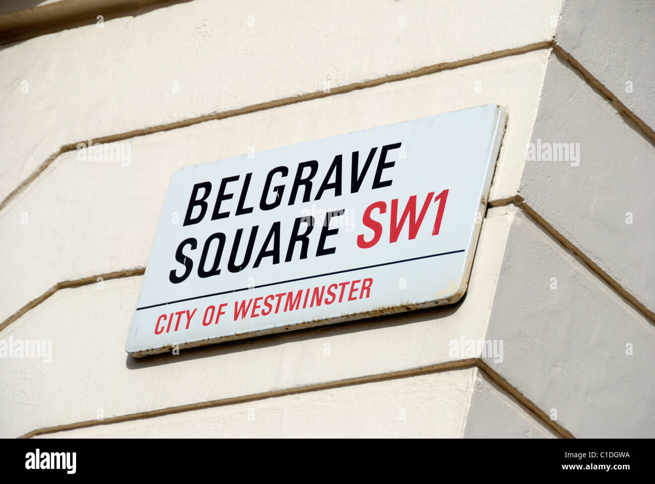 Belgrave Square SW1 Straßenschild, London, England Stockfoto