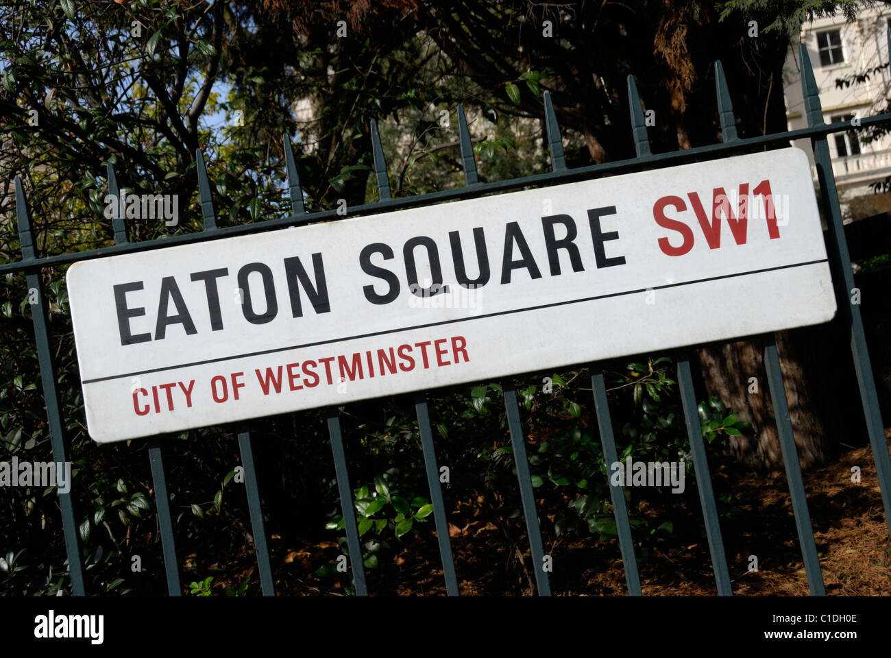 Eaton Square SW1 Straßenschild, Belgravia, London, England Stockfoto