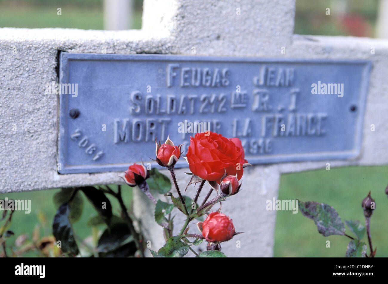 Frankreich, Maas, Douaumont, Soldatenfriedhof von 1914-18 auf der Beinhaus-Website Stockfoto