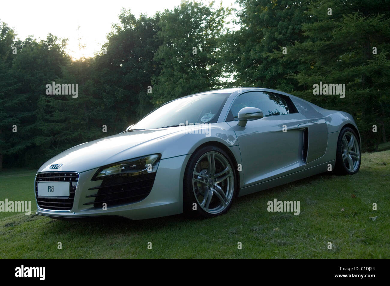 Audi R8 Sportwagen geparkt auf dem Gelände des überzeugender Burg in dem kleinen Dorf Mumbles in der Nähe von Swansea. Stockfoto