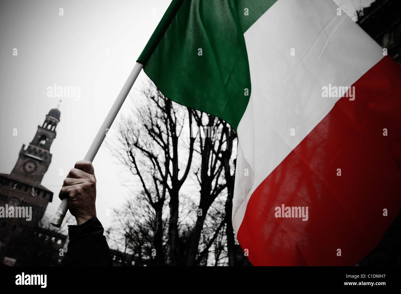 Mailand, Italien, italienische Flagge Stockfoto
