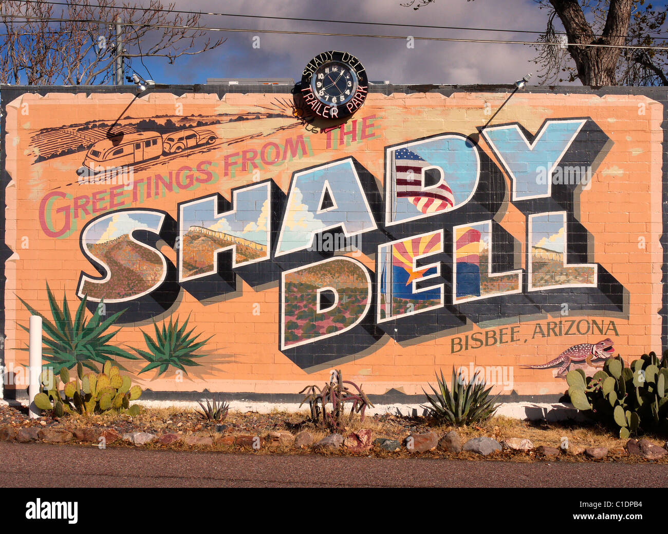 "Shady Dell" Zeichen, Bisbee, Arizona Stockfoto