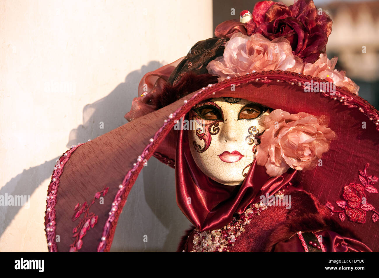 Menschen in Karnevalsmasken an der Karneval von Venedig, Venedig, Italien Stockfoto
