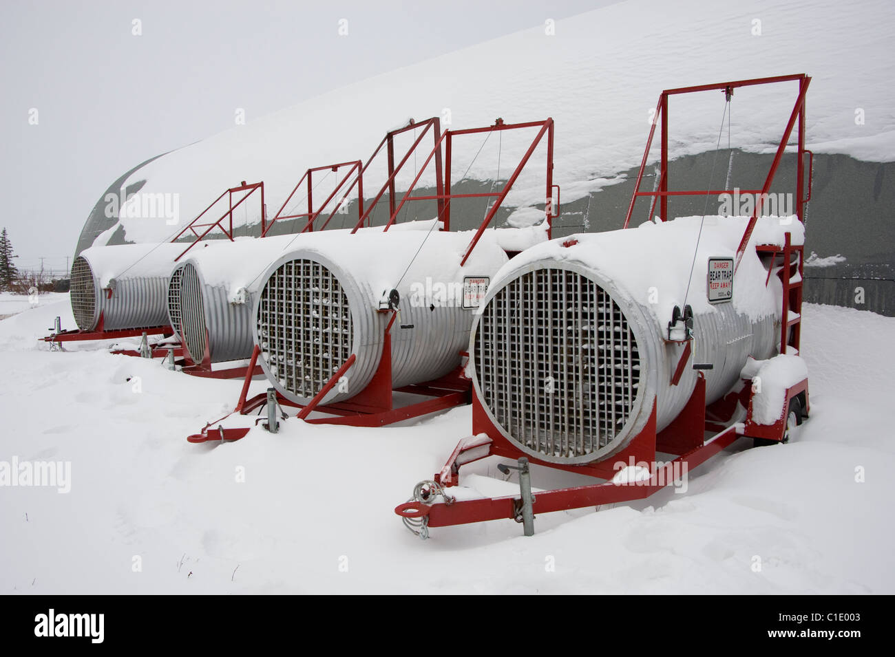 Das Gefängnis von Eisbären in Churchill, Manitoba, Kanada Stockfoto