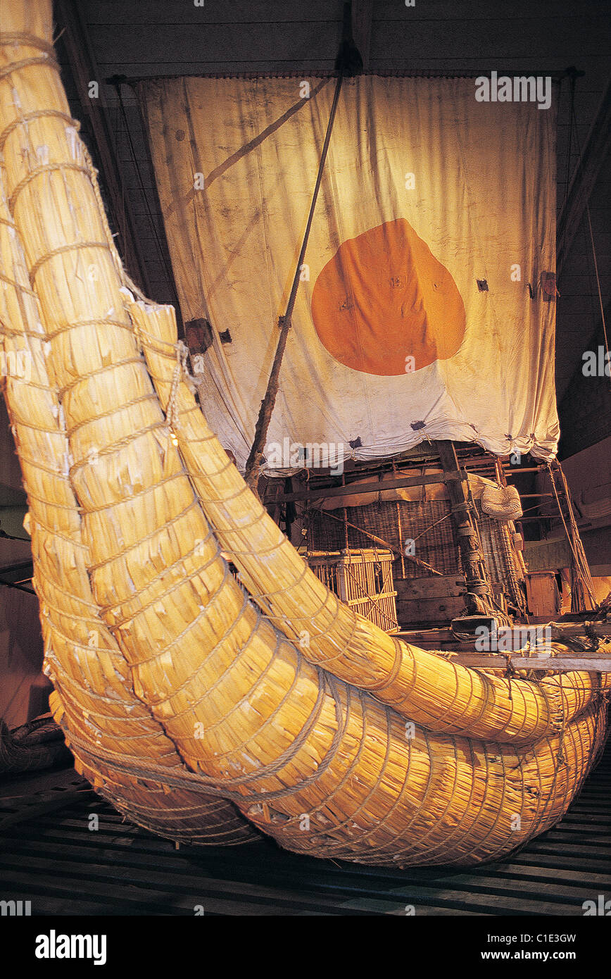 Norwegen Oslo Kon-Tiki Museum Ra II Schiff von Thor Heyerdahl Replik von einem ehemaligen Egyptien Papyrus mit dem Boot die Explorator Stockfoto