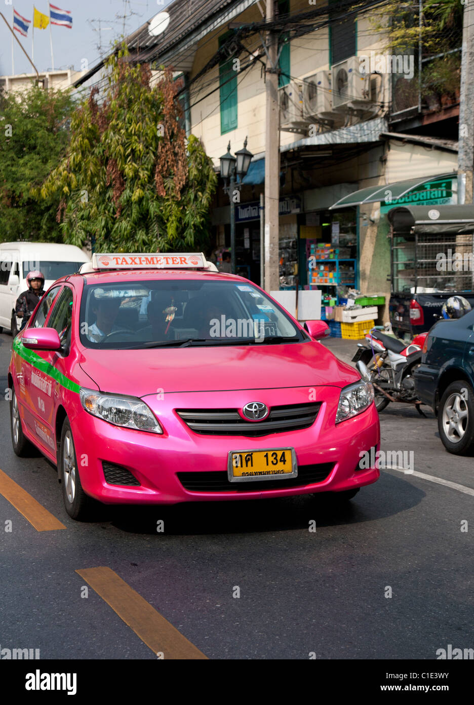 Rosa Bangkok Taxi Cab Stockfoto