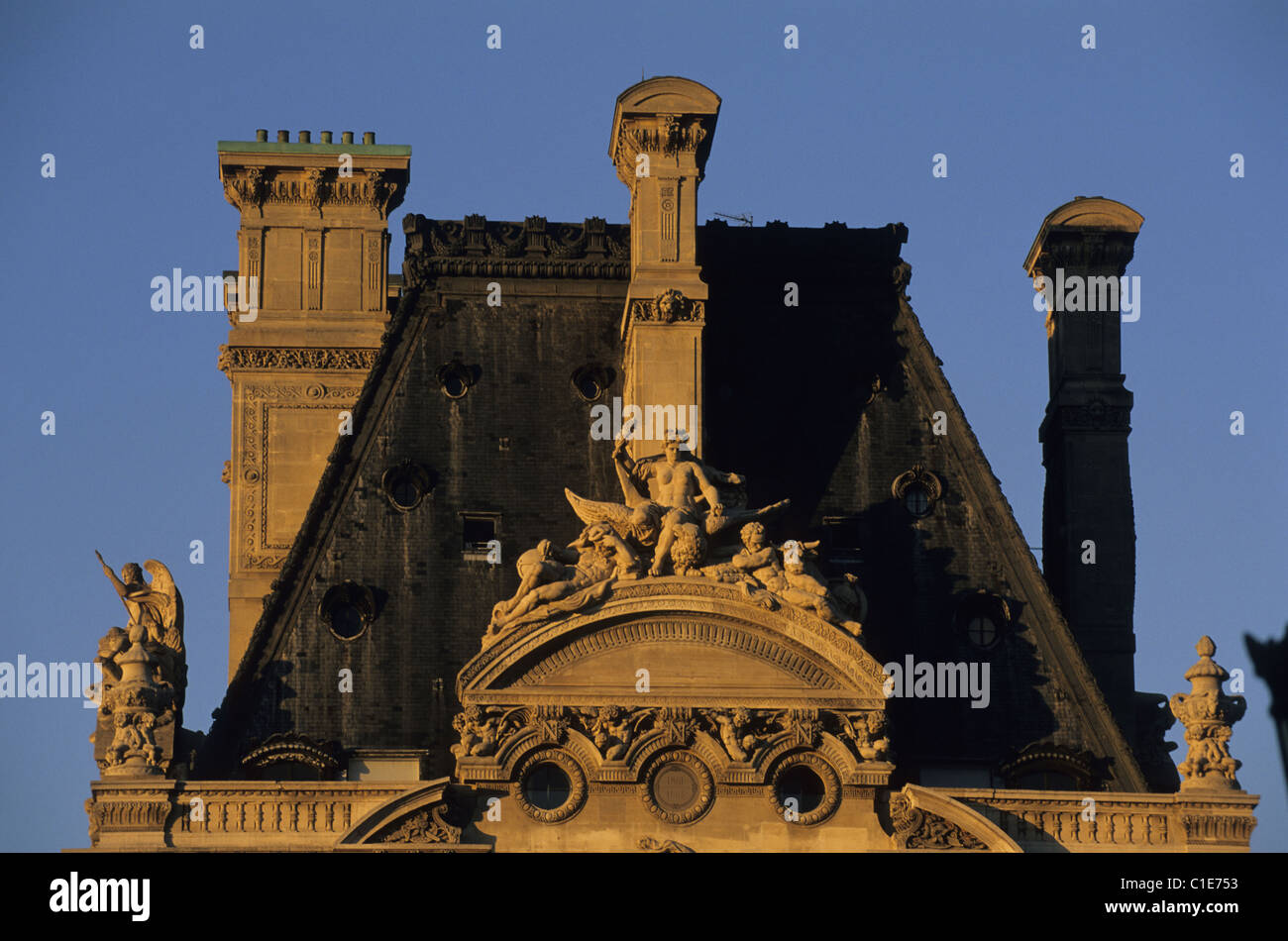 Frankreich, Paris, Louvre, Ecke des Pavillon de Flore Stockfoto