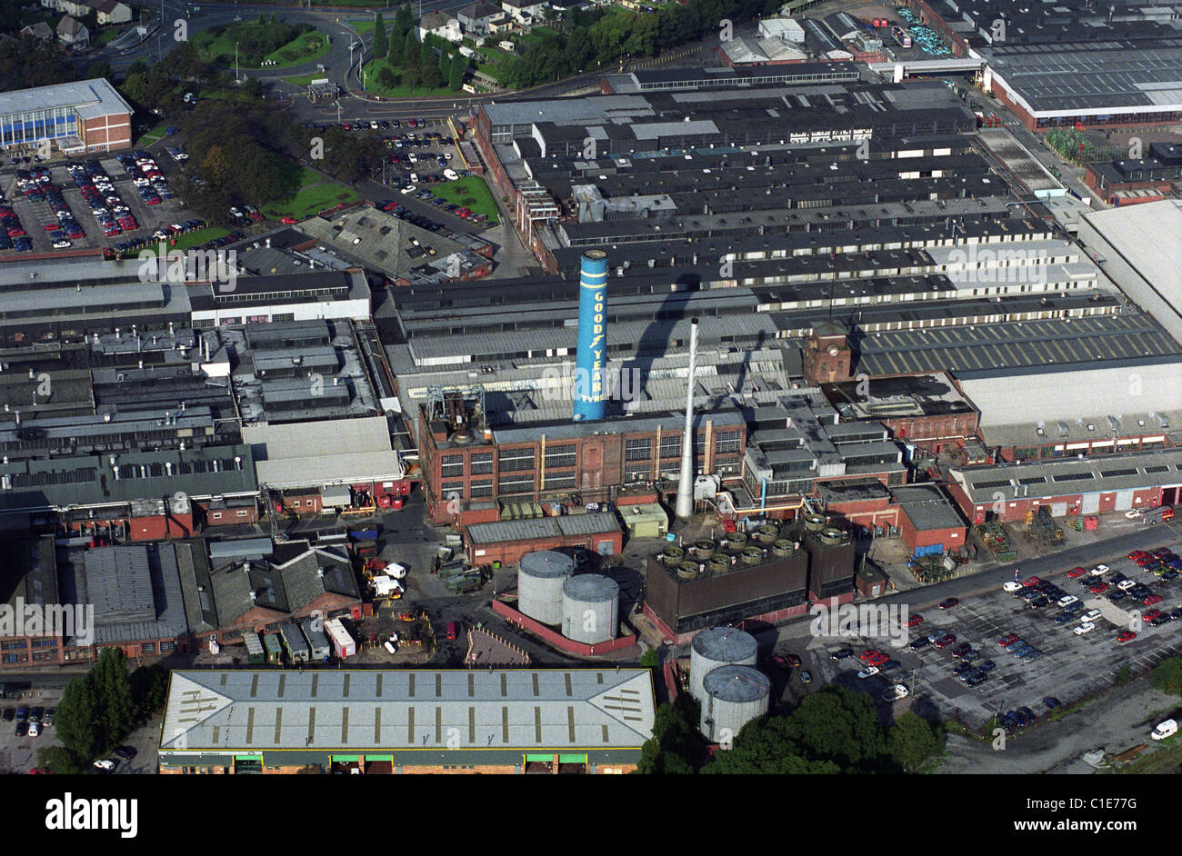 Luftaufnahme von Goodyear Reifenwerk Wolverhampton West Midlands England Uk, die jetzt abgerissen wurde Stockfoto