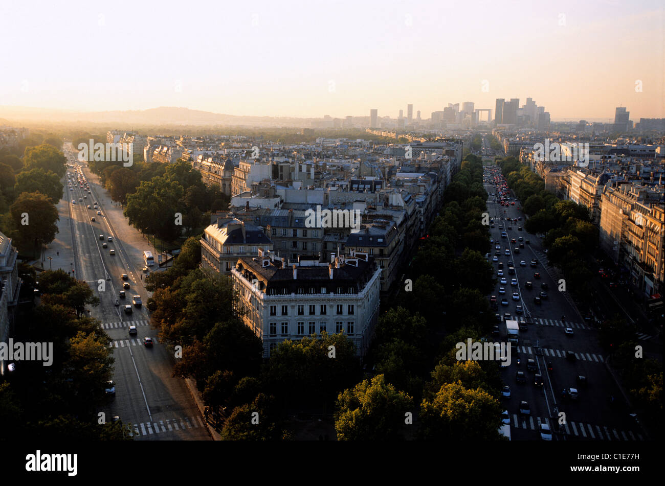 Frankreich, Paris, Avenue Foch und Bois De Boulogne, Verteidigung Arch und Grande Armee Avenue Stockfoto