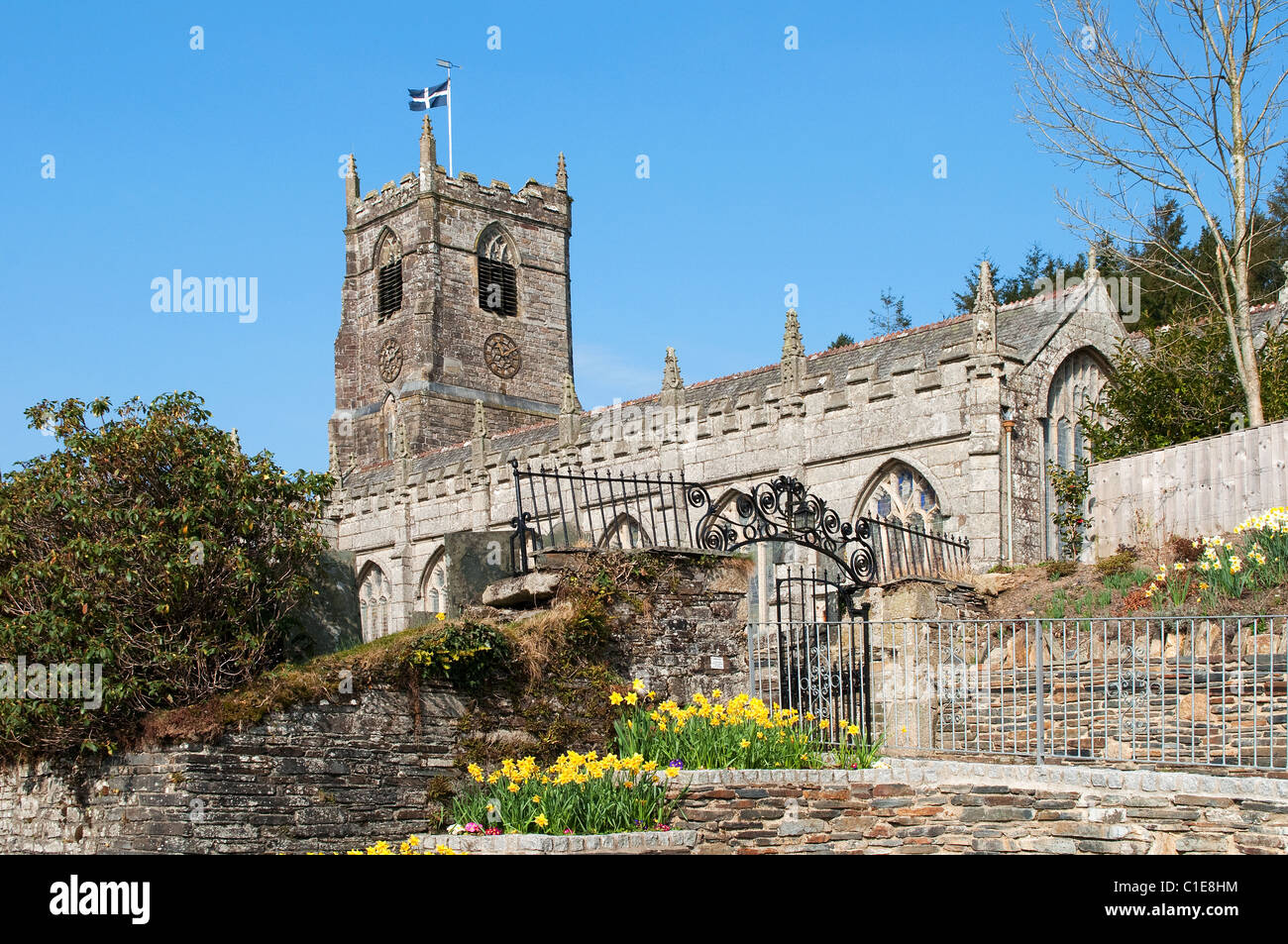 Die Pfarrkirche in St.neot auf Bodmin moor in Cornwall, Großbritannien Stockfoto