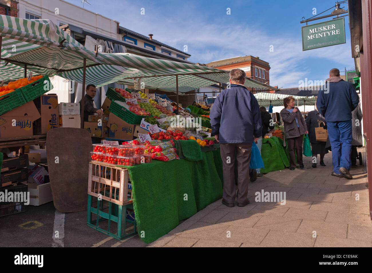 Der Freitag im freien Markt in Beccles, Suffolk, England, Großbritannien, Uk Stockfoto