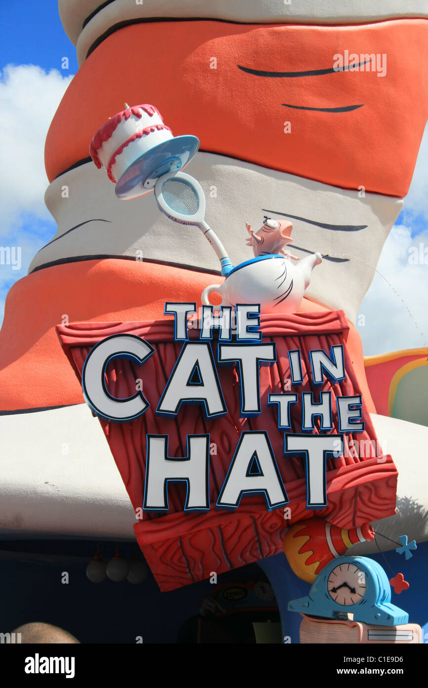 Die Katze im Hut Zeichen Universal Studios Inseln von Abenteuer Florida Dr. Seuss Stockfoto