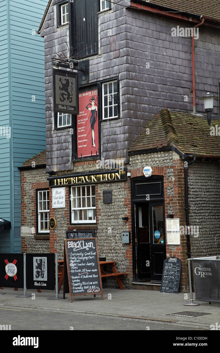 Der schwarze Löwe Pub, die Gassen, Brighton, East Sussex, England, Vereinigtes Königreich Stockfoto