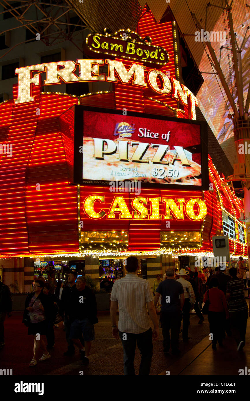 Fremont Street Las Vegas downtown Nacht Stockfoto