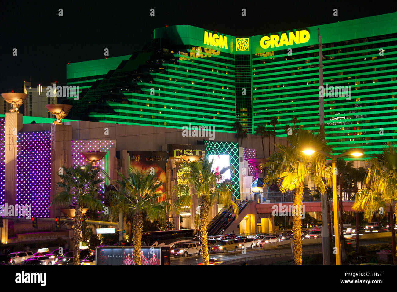 MGM grand Nacht Las Vegas strip Stockfoto