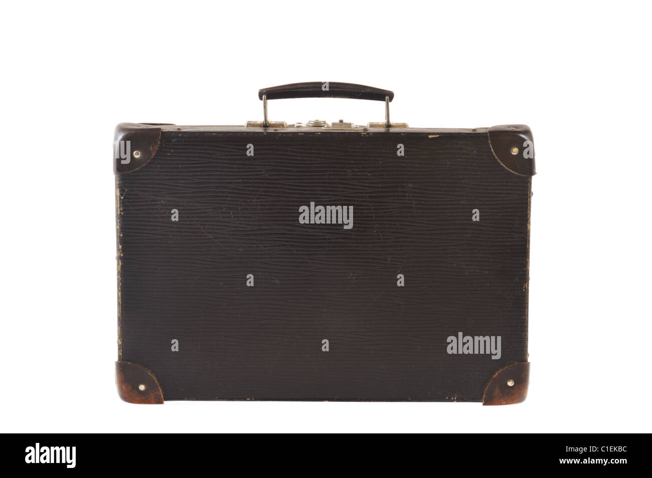 Alten Retro-Stil reisen Koffer isoliert auf weißem Hintergrund Stockfoto