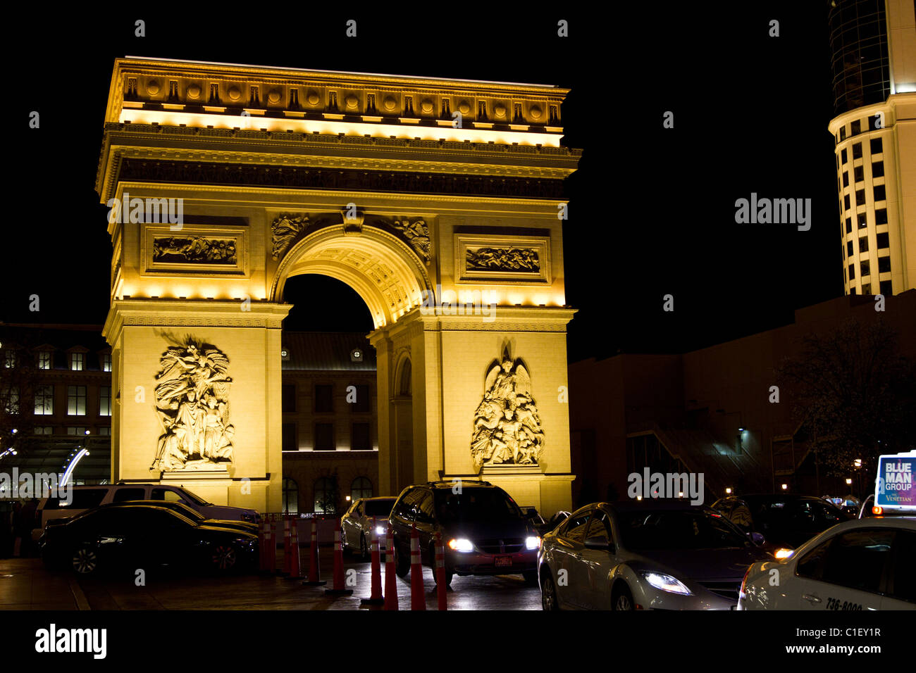 [Arc de Triomph] Nacht Verkehr Las Vegas Stockfoto