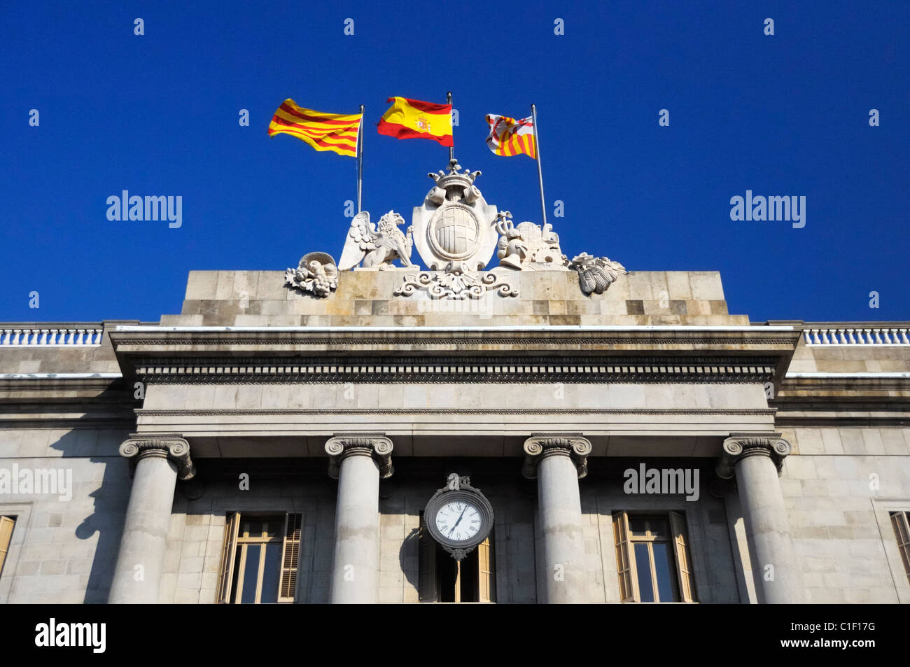 Die Casa De La Ciutat (Rathaus), Plaça de Sant Jaume, Barri Gòtic, Barcelona, Spanien Stockfoto