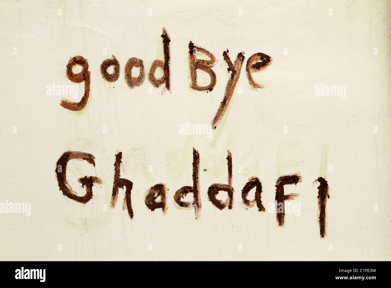 Nachricht an Oberst Muammar al-Gaddafi Stockfoto