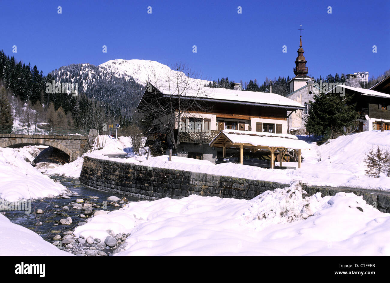 Frankreich, Haute Savoie, das Tal von Chamonix, Dorf von Argentiere Stockfoto