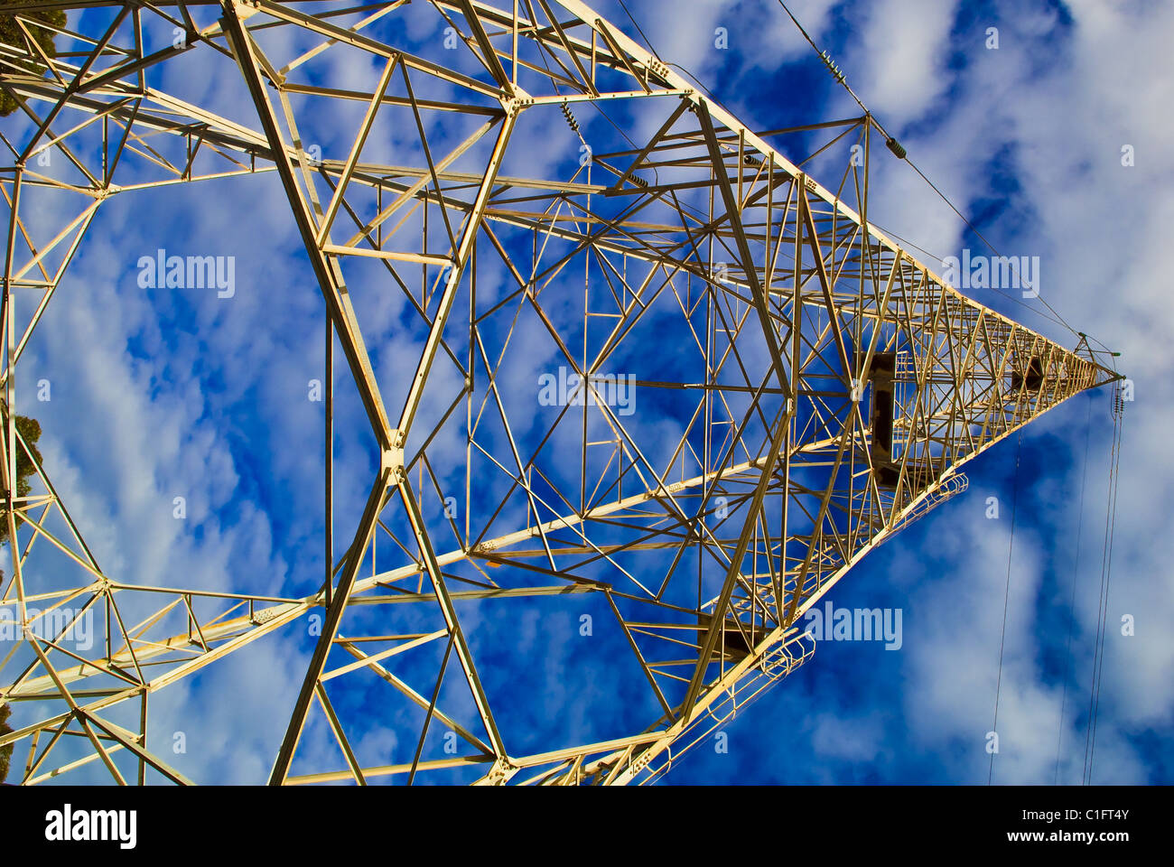 Blick nach oben auf eine Strom-Turm, Adelaide, South Australia Stockfoto