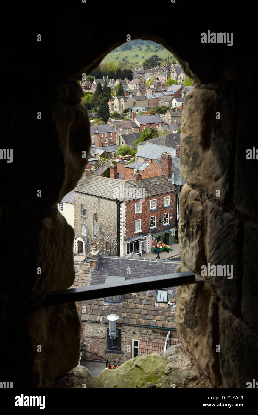 Richmond (mittelalterlichen Marktstadt gegründet ca. 1071), gesehen aus Richmond Castle, North Yorkshire, England, Vereinigtes Königreich Stockfoto