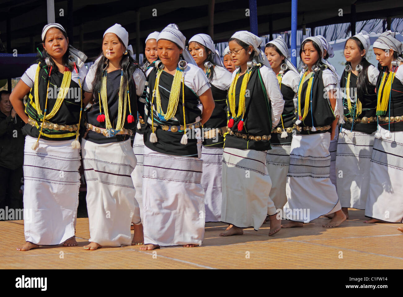 Traditioneller Tanz von Adi Stämme während Namdapha Öko-Kultur-Festival, Miao, Arunachal Pradesh, Indien Stockfoto