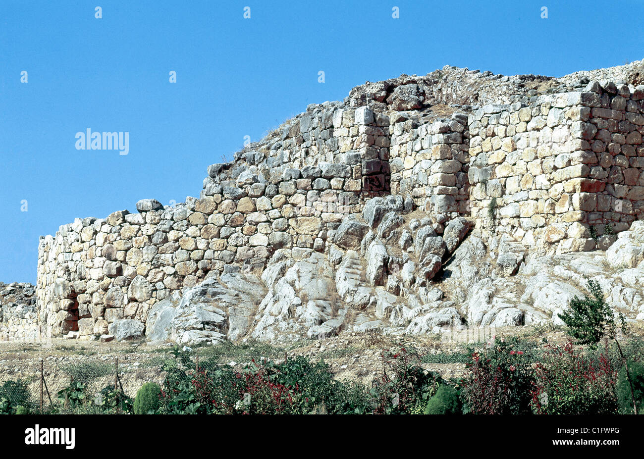 Mykenische Kunst. Griechenland. Tiryns. Zwischen 1400 und 1200 v. Chr.. Mauern wurden errichtet. Stockfoto