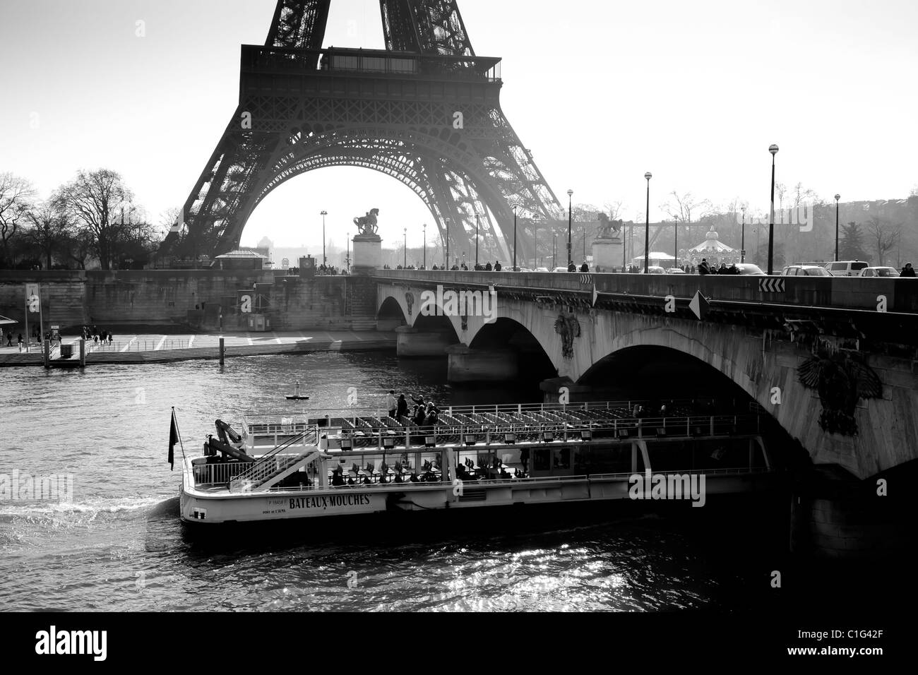 Eiffelturm und Seine Fluss. Paris, Frankreich. Stockfoto