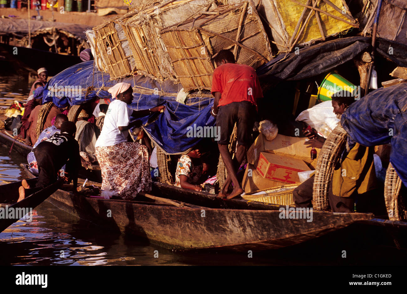 Die malischen Venedig am Zusammenfluss von Bani und Niger, Mali, Mopti Flüsse Stockfoto