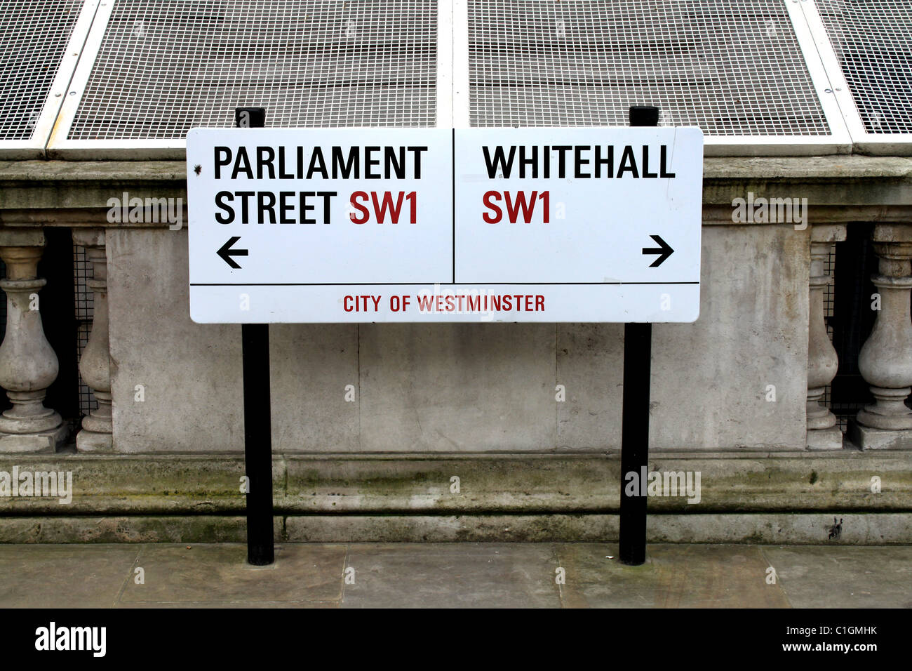 Whitehall Street Zeichen London UK Stockfoto