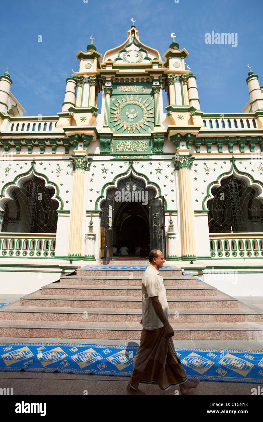Islamische Architektur der Abdul Gaffoor Moschee.  Little India, Singapur Stockfoto